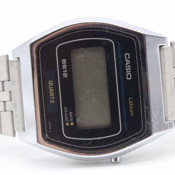 Casio Lithium b612 Digital Watch Mens Silver Tone Stainless Steel Retro 1988 - Picture 6 of 8